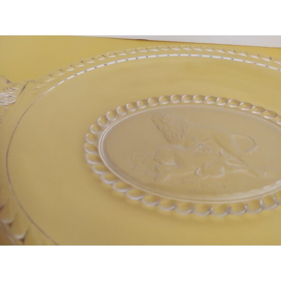 EAPG Gillinder Frosted Lion Oval Platter, handled. 13" x 9" - Picture 9 of 16